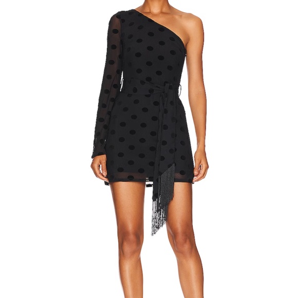 House of Harlow 1960 ◡̈ Cueva Polka Dot One Shoulder Mini Dress - Picture 3 of 8